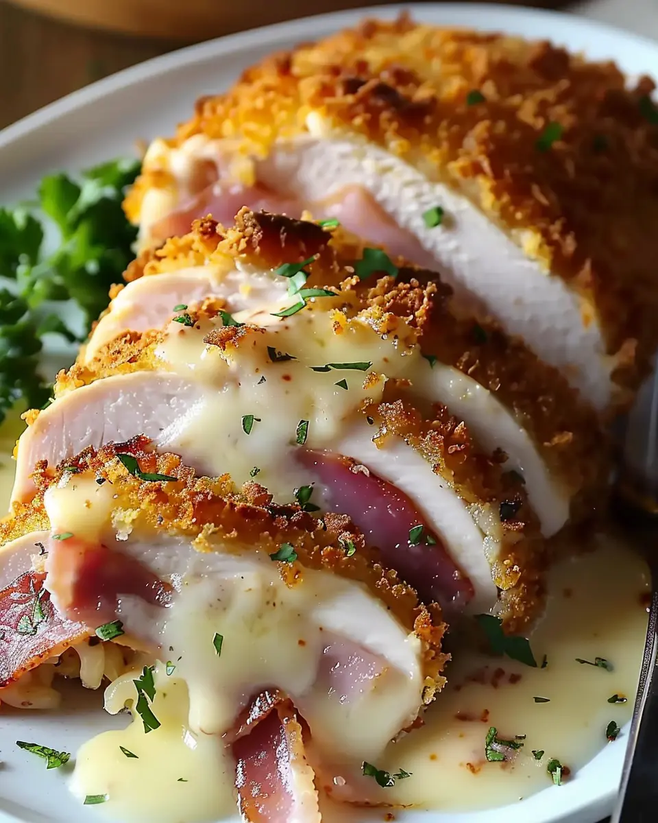 Irresistible Chicken Cordon Bleu with Turkey Bacon and Chicken Ham