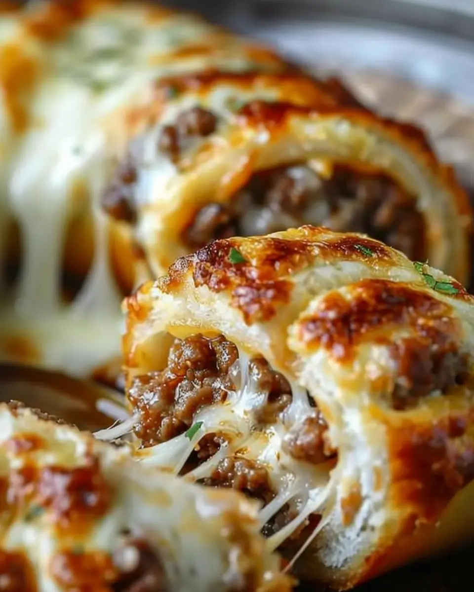 Cheesy Ground Beef Roll A Gooey Delight with Turkey Bacon