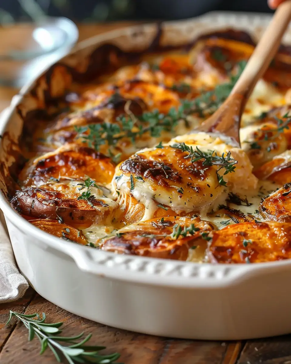 Garlic Scalloped Sweet Potatoes