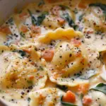 Creamy Tuscan Ravioli Soup