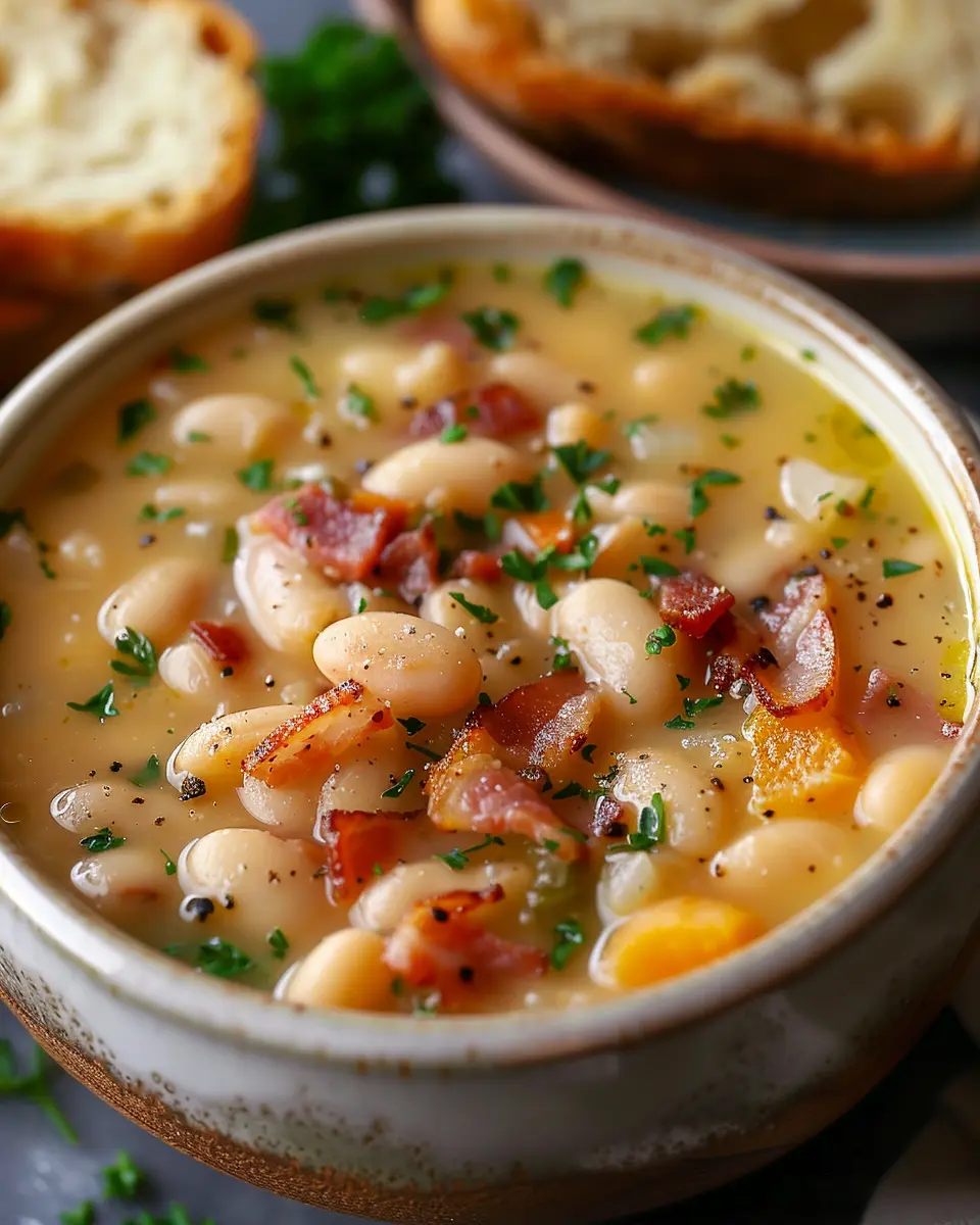 White Bean Soup with Turkey Bacon: A Comforting Delight
