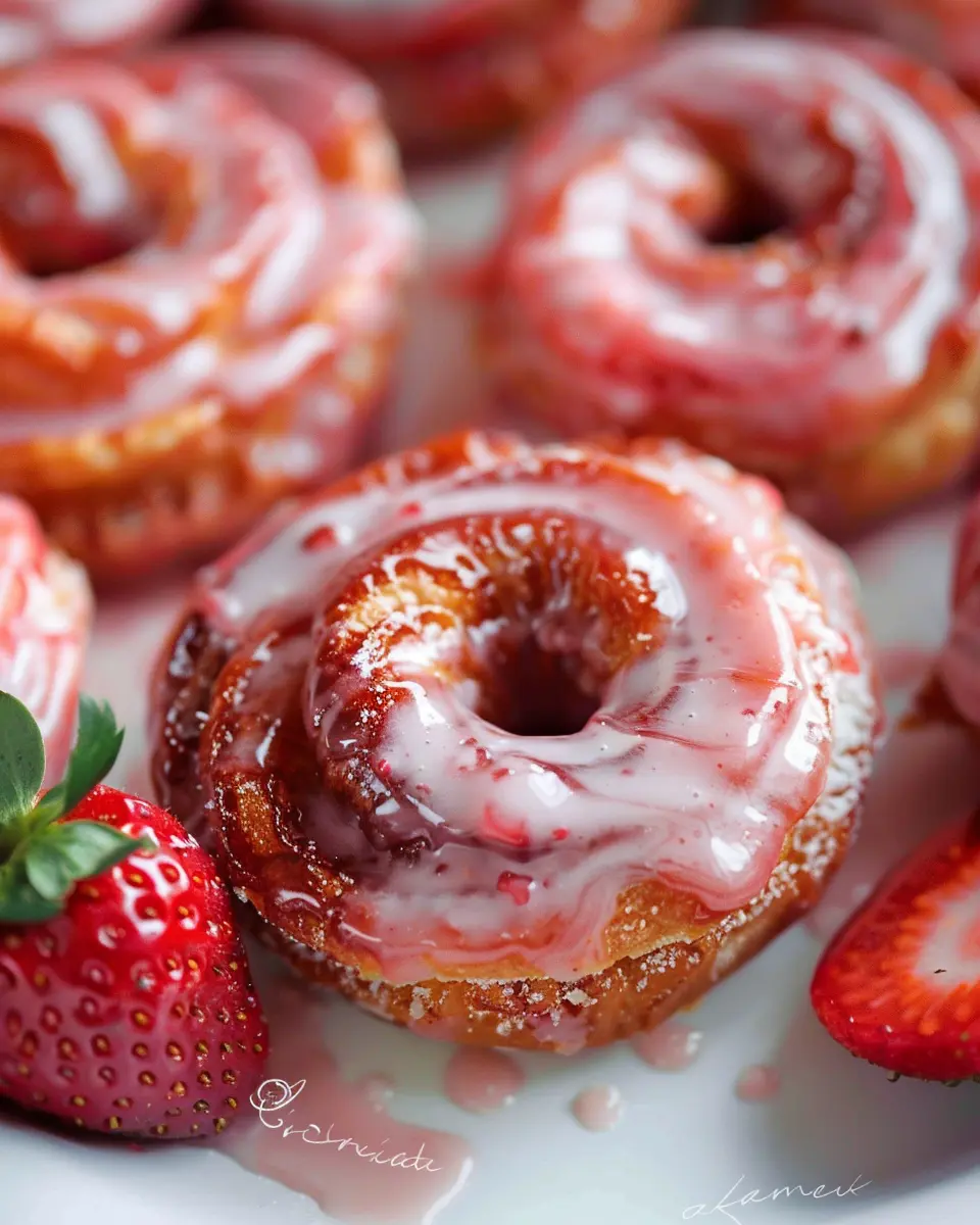 Strawberry Glazed French Crullers: Indulgent Homemade Delight