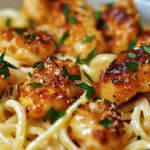 Garlic Butter Chicken Bites with Savory Creamy Parmesan Pasta