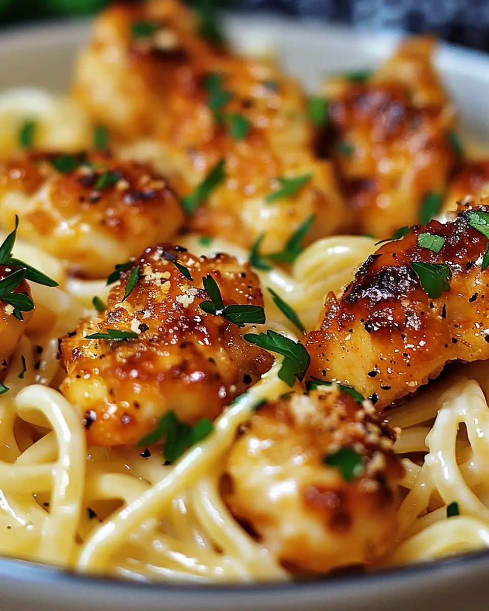 Garlic Butter Chicken Bites: Indulgent Creamy Parmesan Pasta Recipe