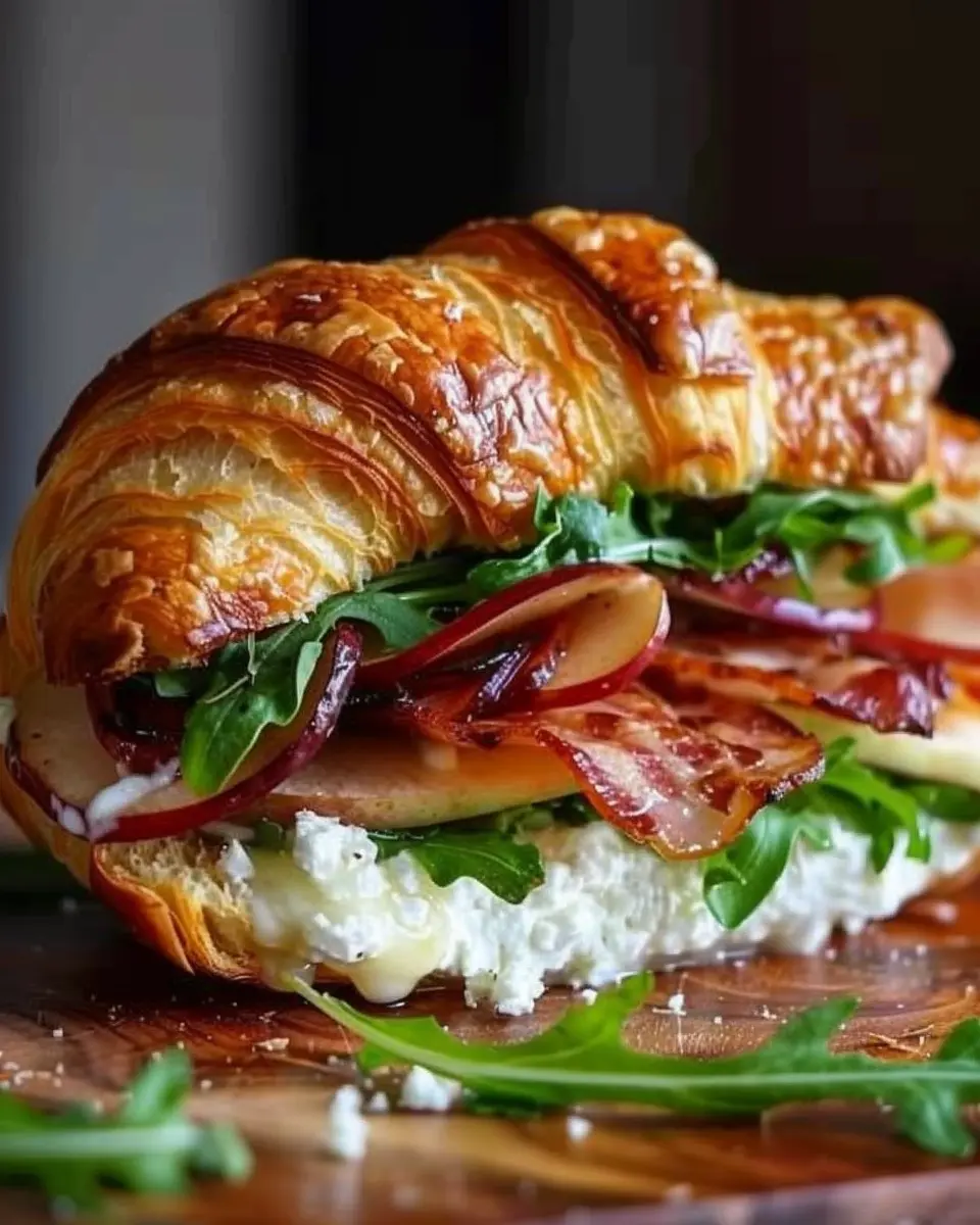 Apple & Goat Cheese Croissant Sandwich: An Indulgent Delight with Turkey Bacon