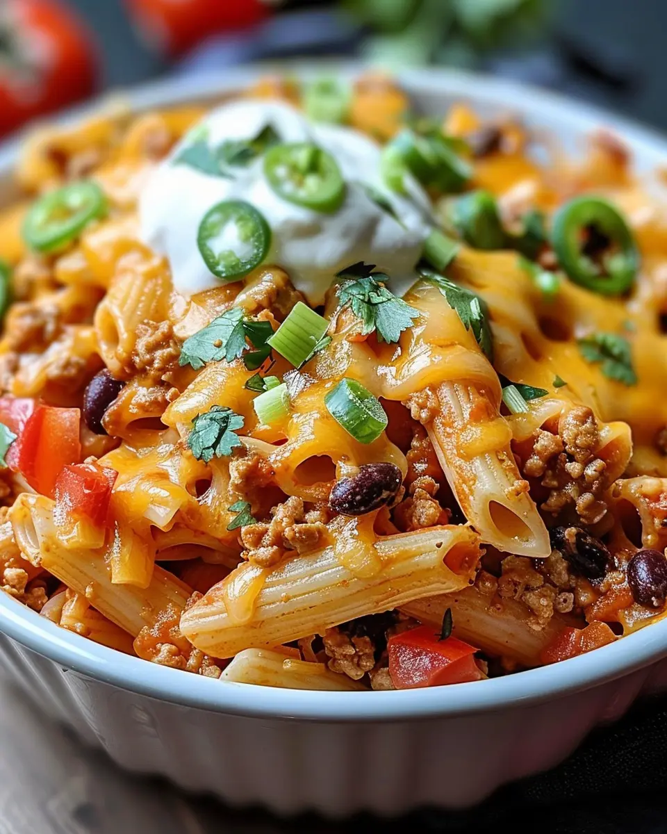 Loaded Taco Pasta Bake: An Easy Indulgence with Turkey Bacon and Chicken Ham