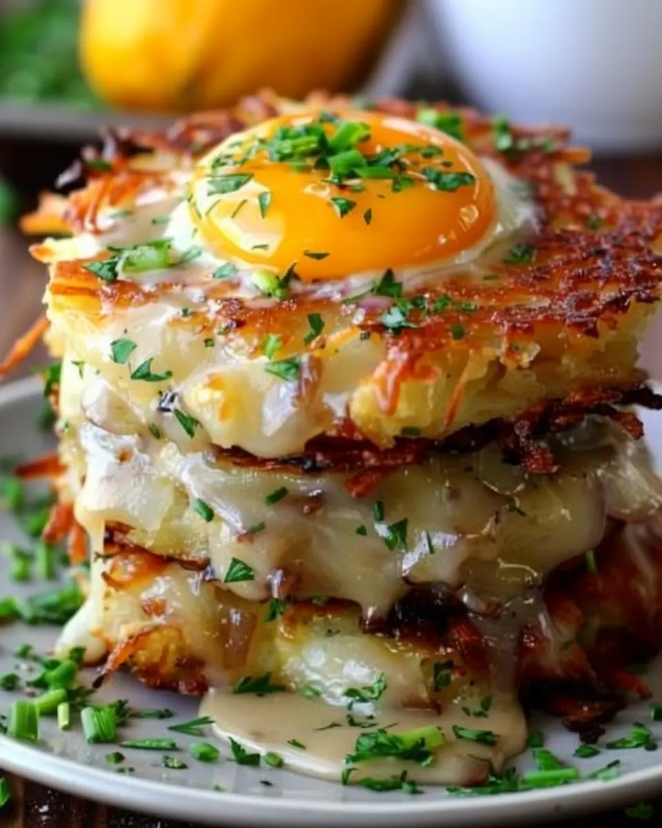 Hash Browns Breakfast Stacks: Easy Turkey Bacon & Chicken Ham Delight