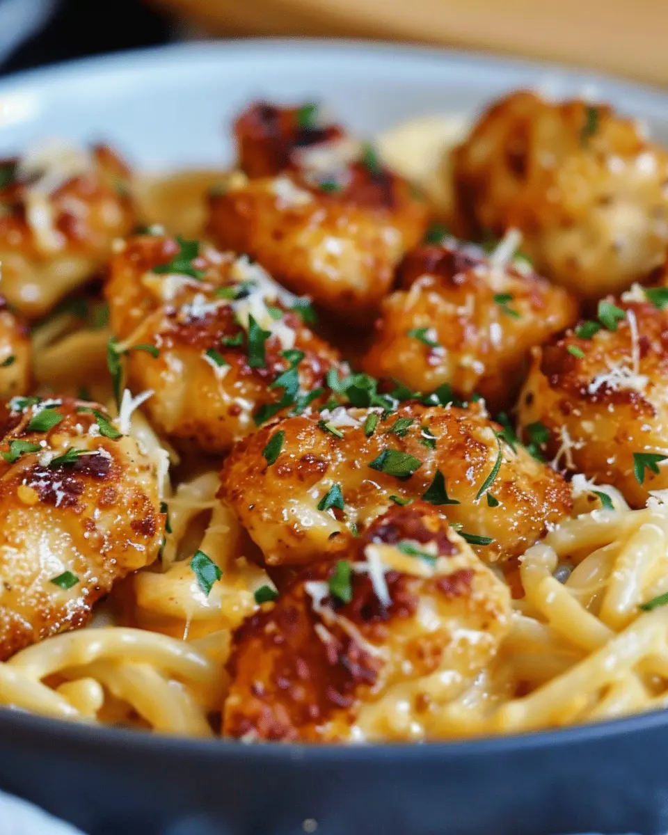 Garlic Butter Chicken Bites: Indulgent Creamy Parmesan Pasta Delight