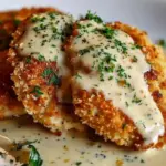 Parmesan Crusted Chicken with Creamy Garlic Sauce
