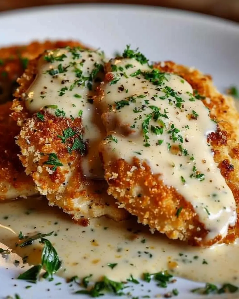Parmesan Crusted Chicken with Creamy Garlic Sauce: Easy and Indulgent