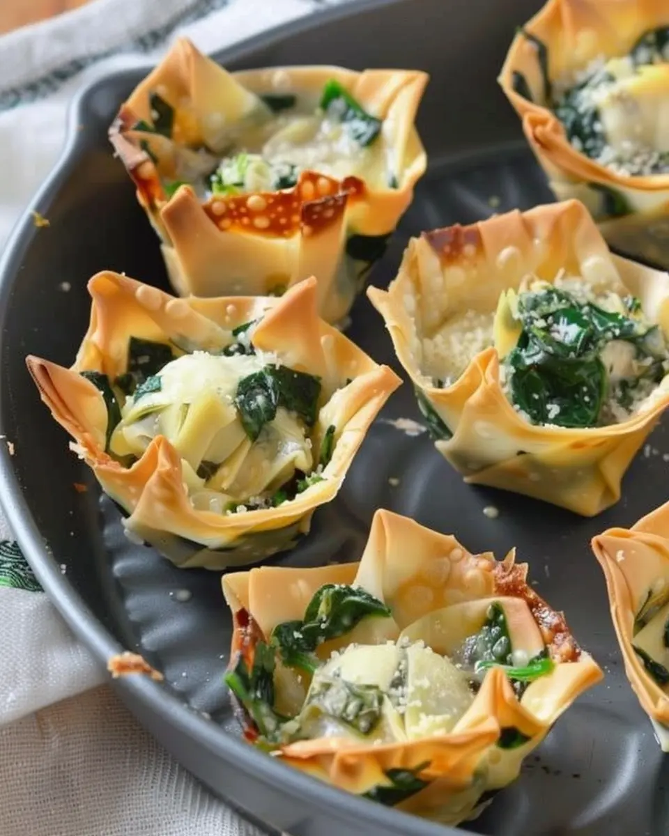 Spinach and Artichoke Wonton Cups Recipe