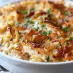 French Onion Chicken Orzo Casserole