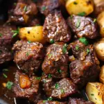 Slow Cooker Garlic Butter Beef Bites with Potatoes
