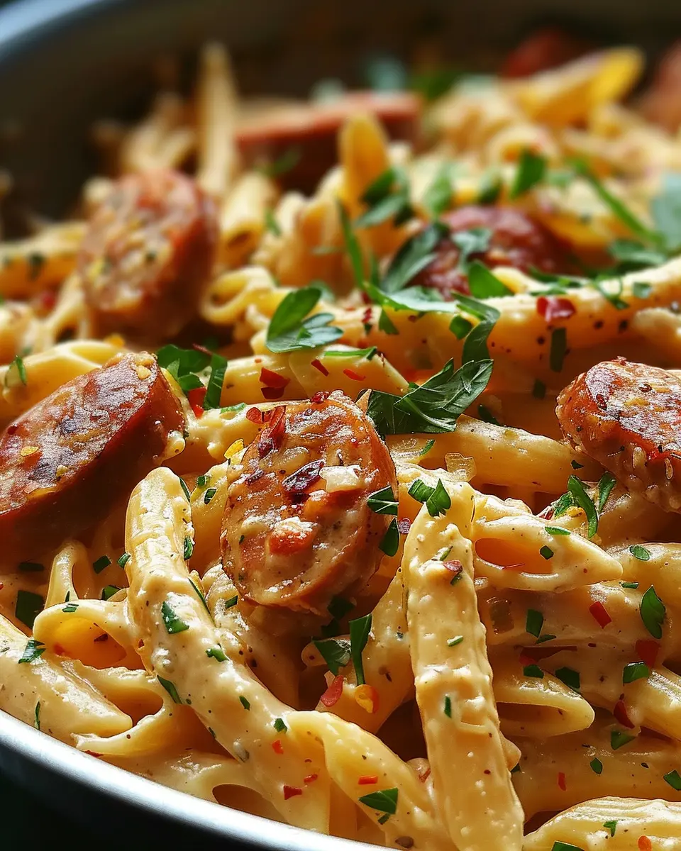 One-Pot Creamy Spicy Cajun Sausage Pasta