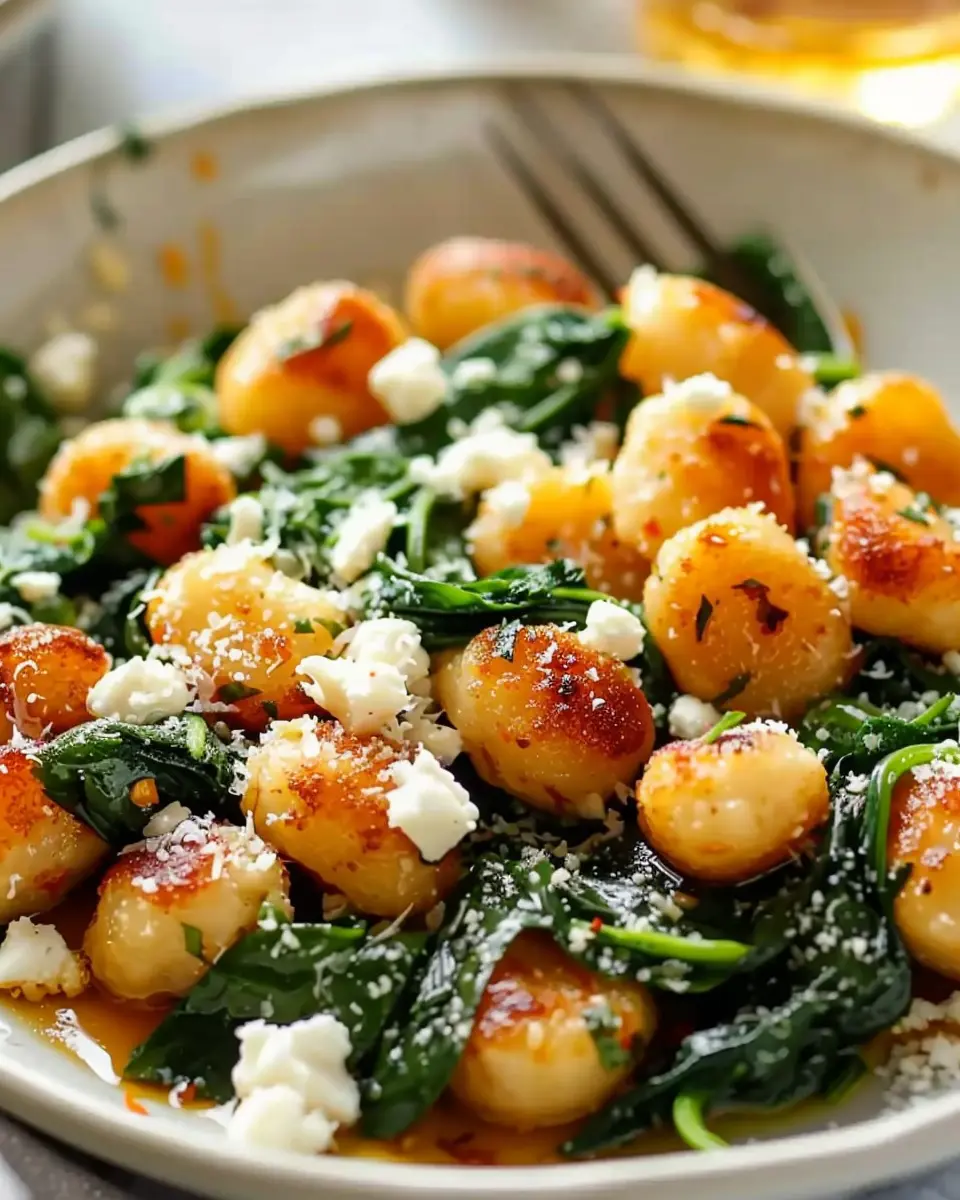 Crispy Gnocchi With Spinach And Feta