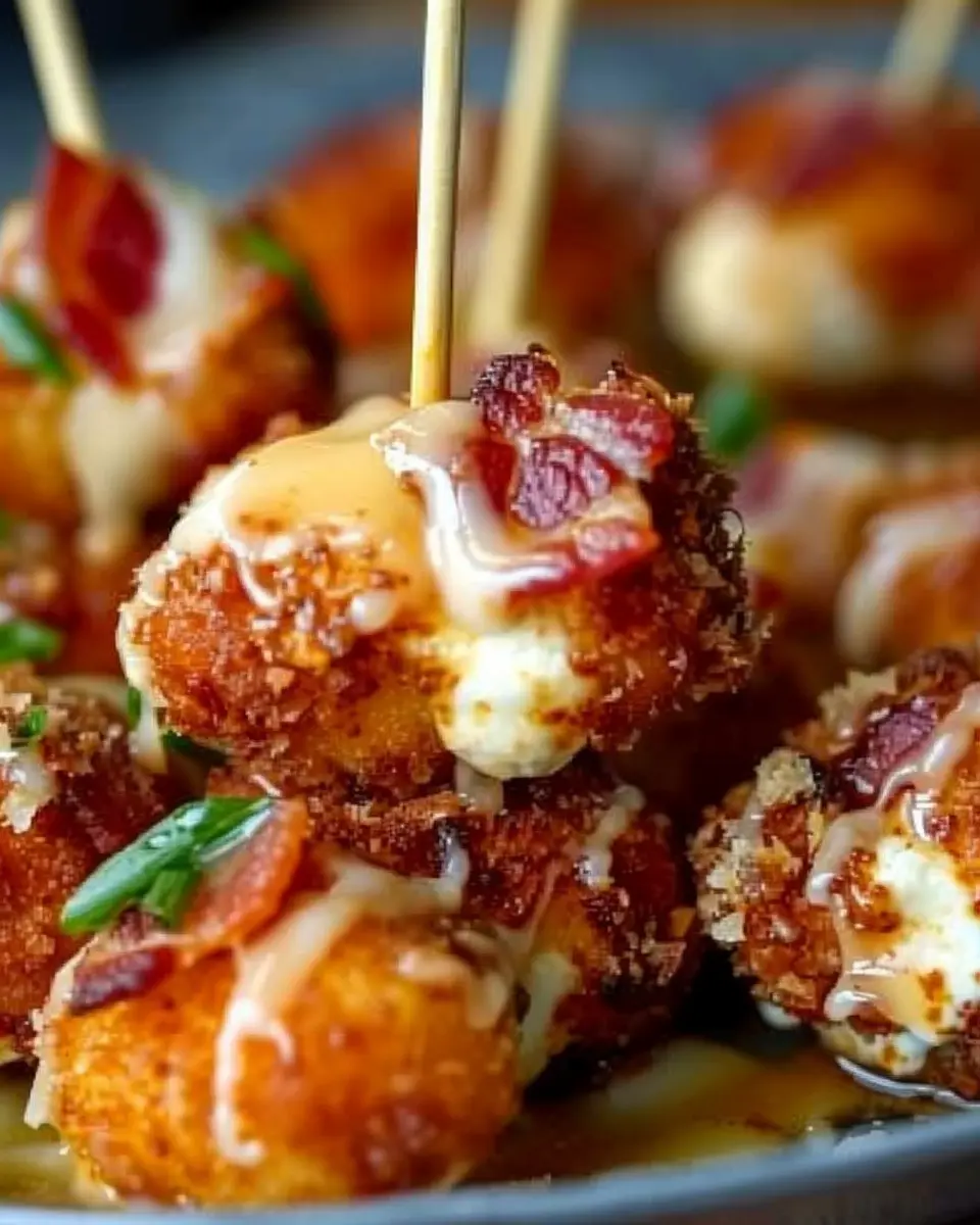 Crispy Bacon Mozzarella Poppers with Sweet Maple Glaze