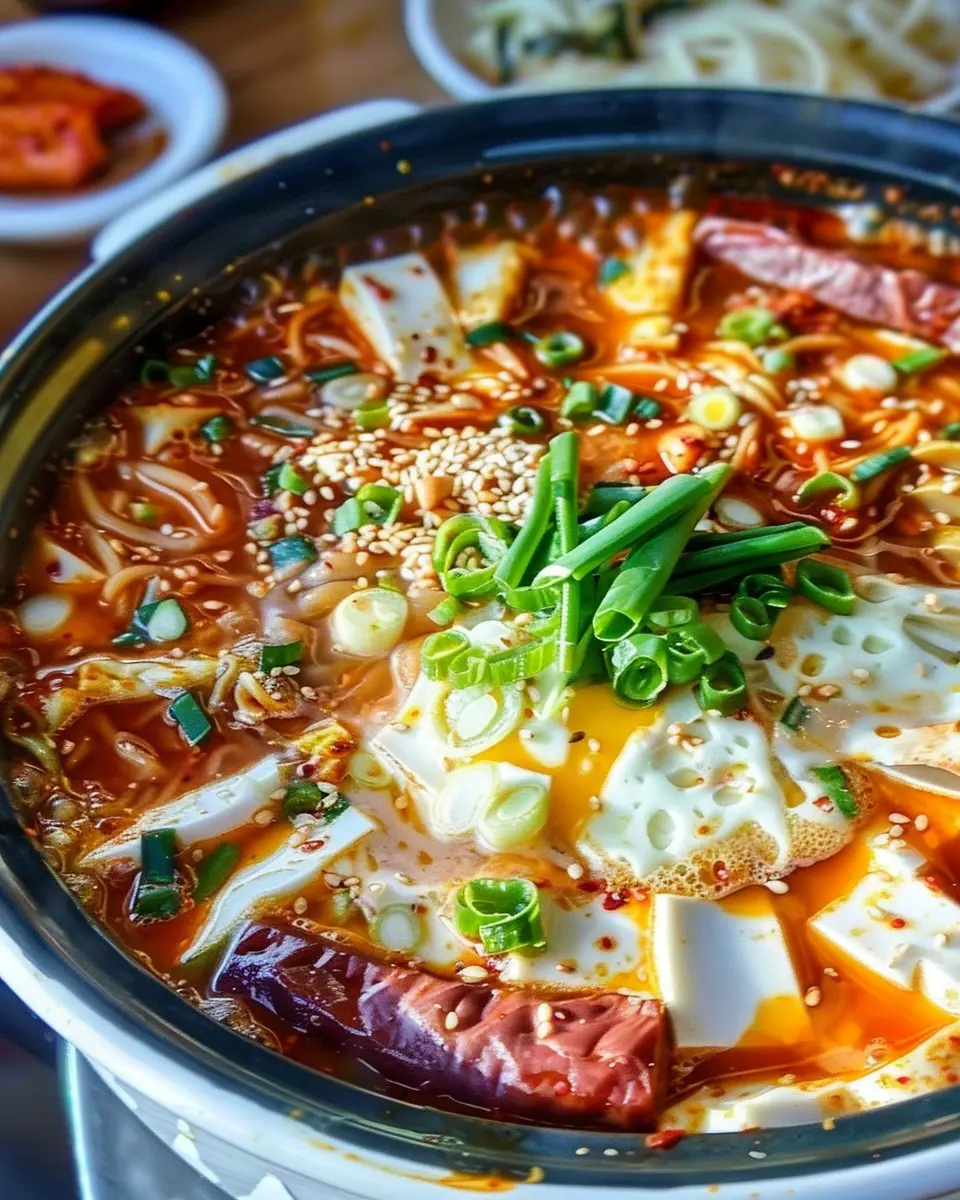 Budae Jjigae: Easy Korean Army Stew with Turkey Bacon and Chicken Ham