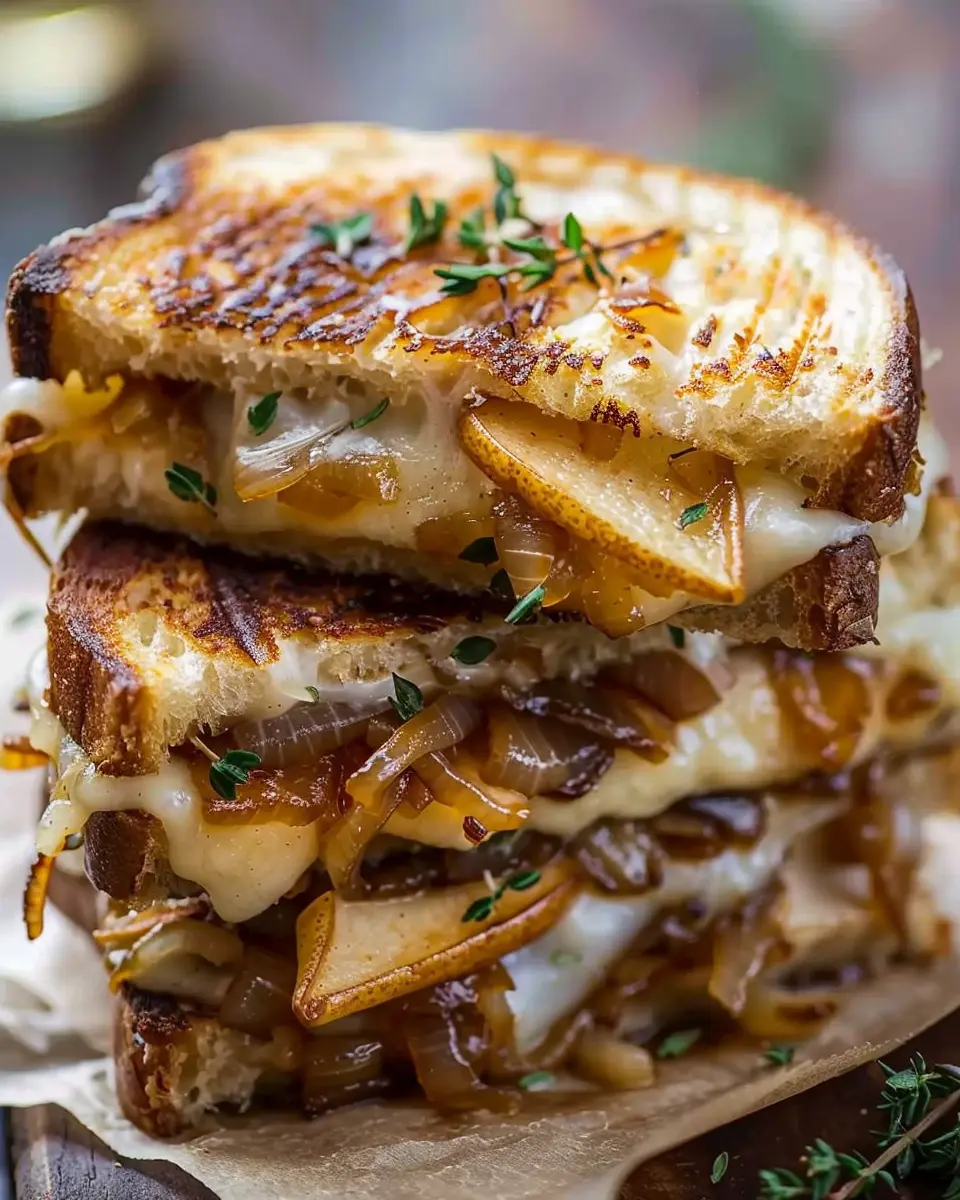 Pear & Apple Grilled Cheese With Caramelized Onions: A Quick Delight
