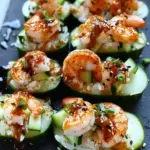 Spicy Shrimp Cucumber Sushi boats