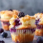 Blaubeer-Cheesecake-Muffins mit Streuseln